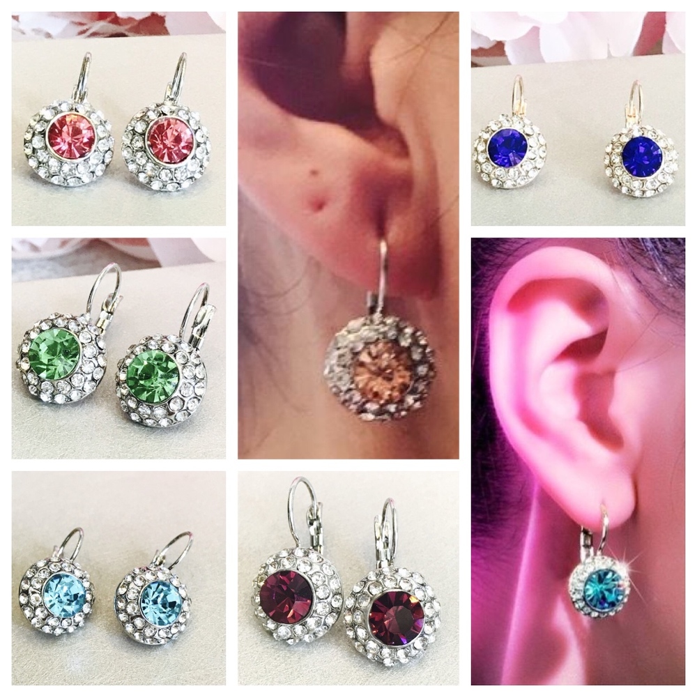 Crystal Hoop Earrings Pave Swarovski Style
